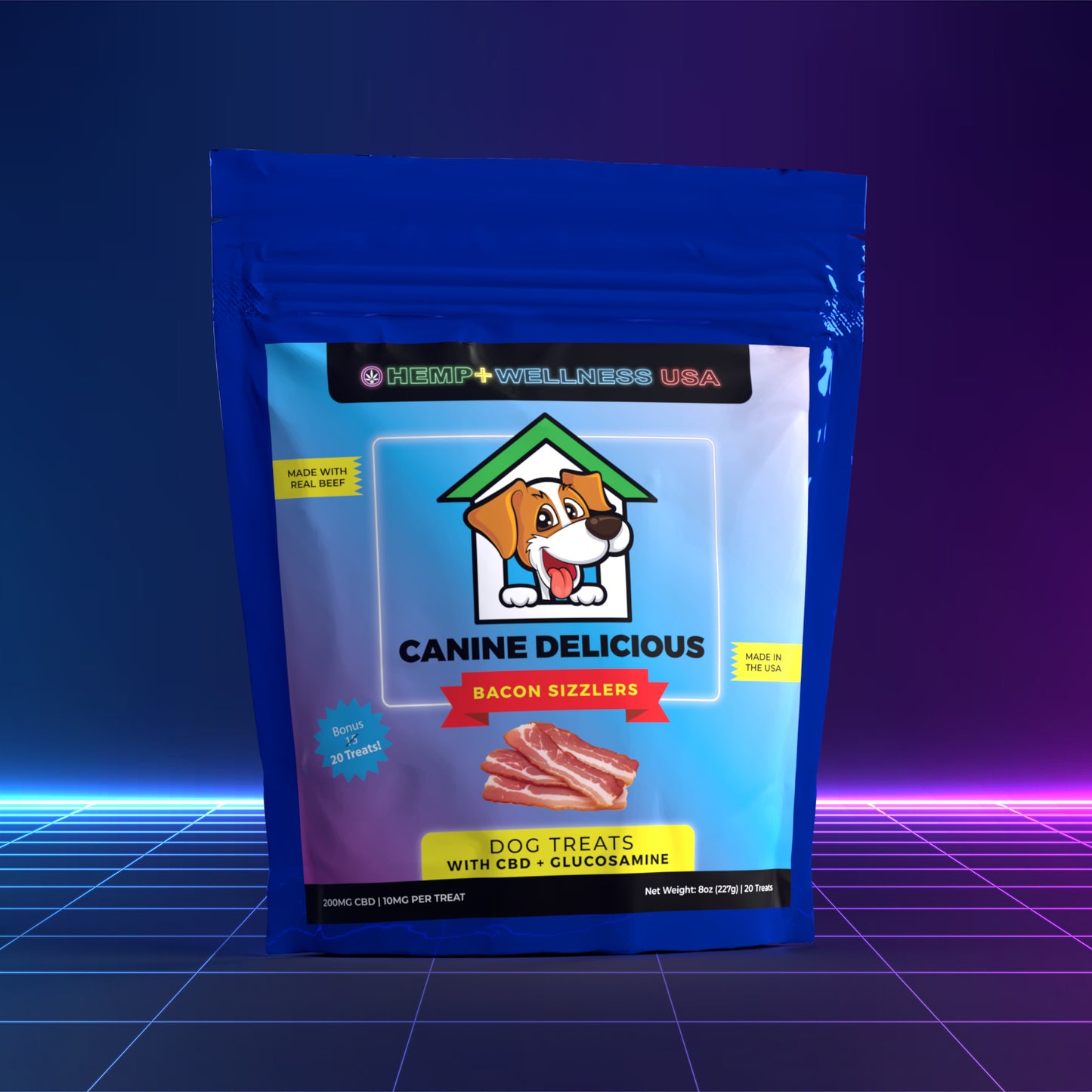 CBD + Glucosamine Pet Treats | Bacon Flavor | 20 Count | 100% All Natural | No Addutuves, No Fillers