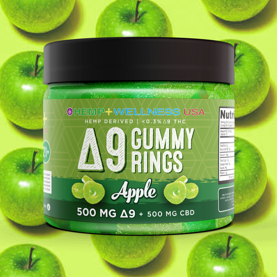 Delta 9 Gummy Rings - 1000mg Blend - 500mg D9 - 500mg CBD - 20 Count