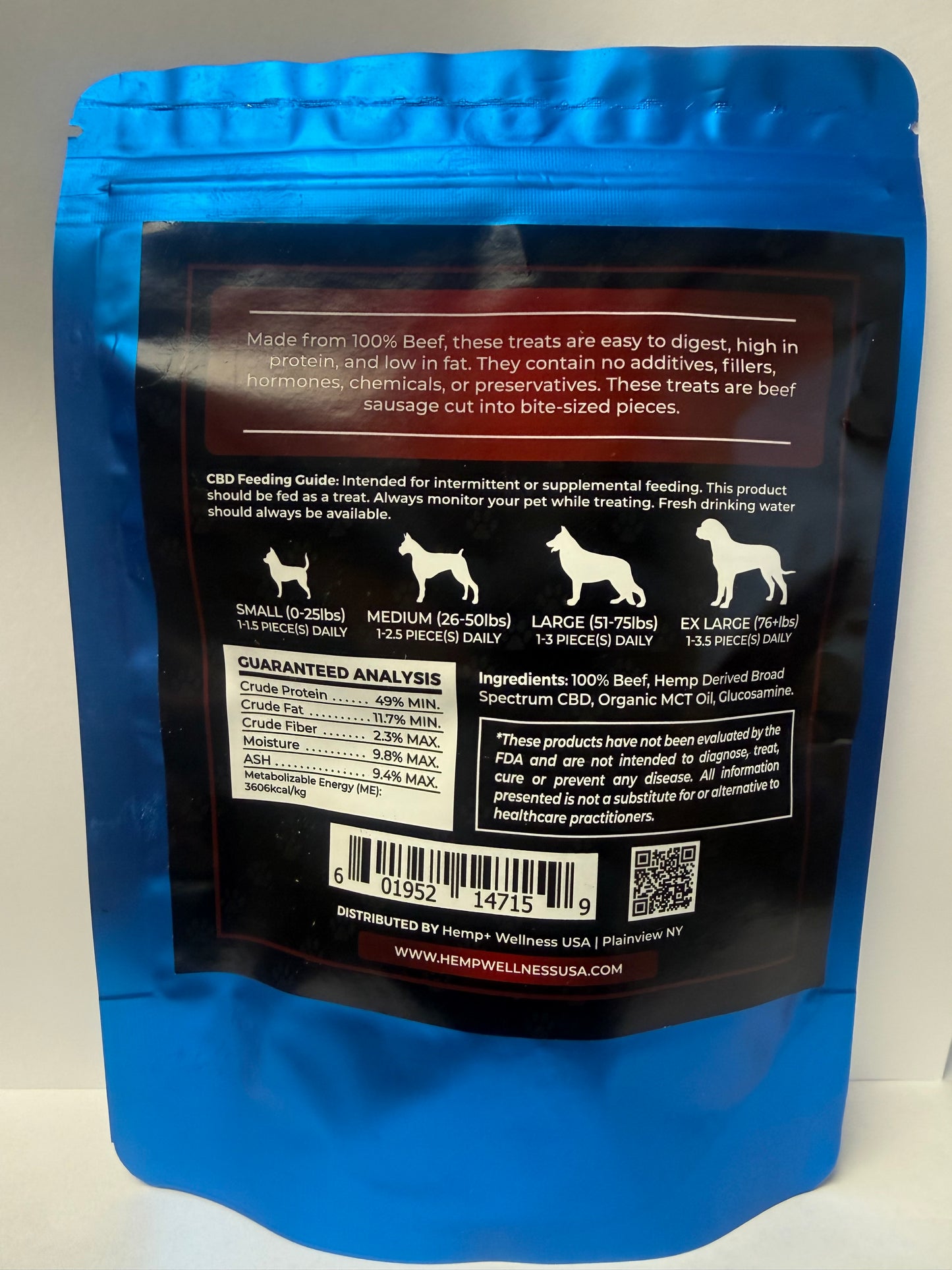 100% All Natural 10mg CBD Beef Pet Treats w/Glucosamine - 20 pc.