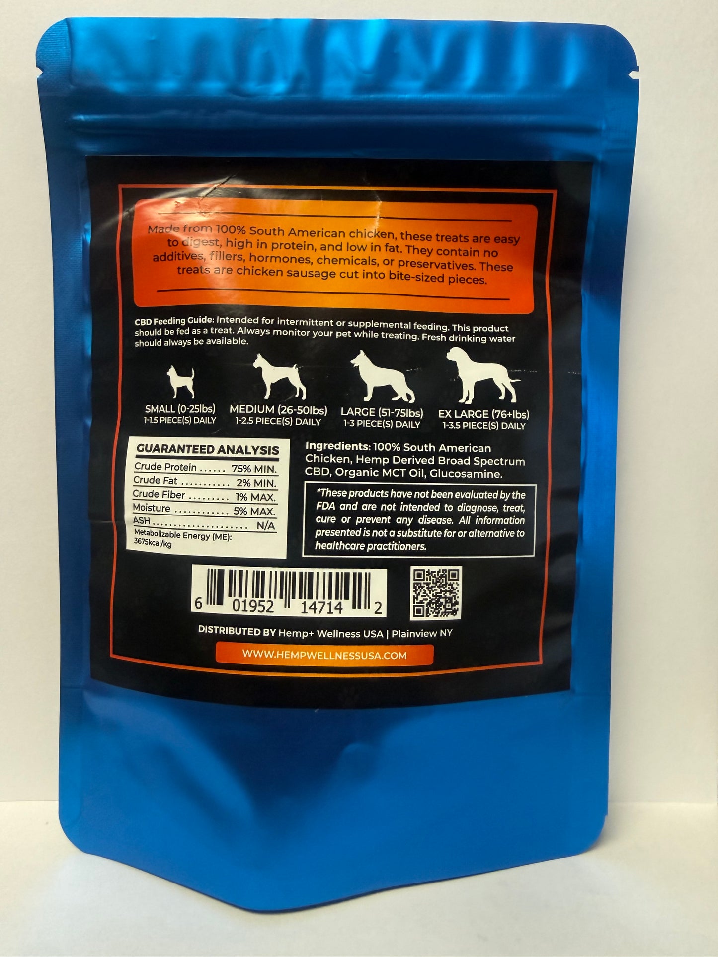 100% All Natural 10mg CBD Chicken Pet Treats w/Glucosamine - 20 pc.