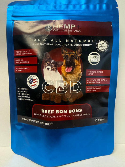 100% All Natural 10mg CBD Beef Pet Treats w/Glucosamine - 20 pc.