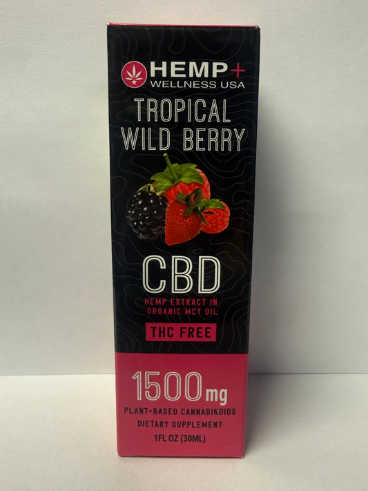 1500mg CBD Tropical Berry Tincture w/Organic Flavoring & Organic Monk Fruit Extract - Amazing