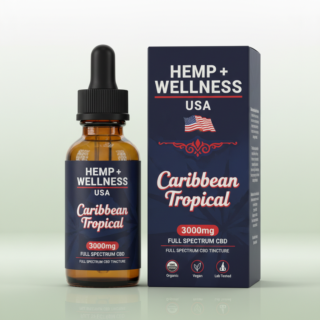 3000mg CBD Full Spectrum Tincture  | Caribbean Tropical Flavor | 1oz (30ml) I Organic MCT Oil I Organic Monk Fruit Extract