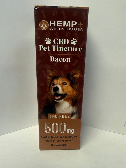 500mg CBD Bacon Pet Tincture - Organic MCT & All Natural Flavoring