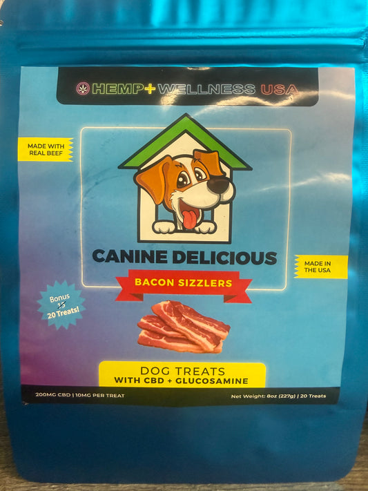 200mg CBD + Glucosamine Pet Treats | Bacon Sizzlers | 20 Count | 10mg CBD each