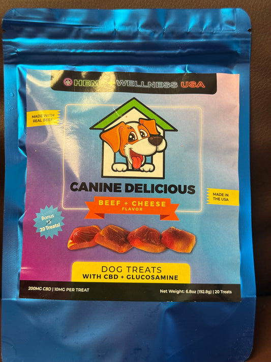 200mg CBD + Glucosamine Pet Treats | Beef & Cheese Flavor | 20 Count | 10mg CBD each