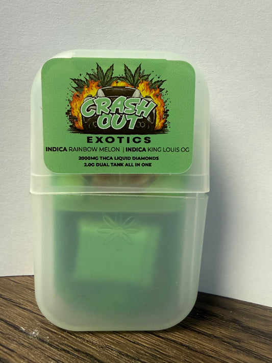 2 Gram Disposable THC-A Hemp + Wellness Crash Out Dual Switch-Rainbow Melon(I)/King Louis OG(I)