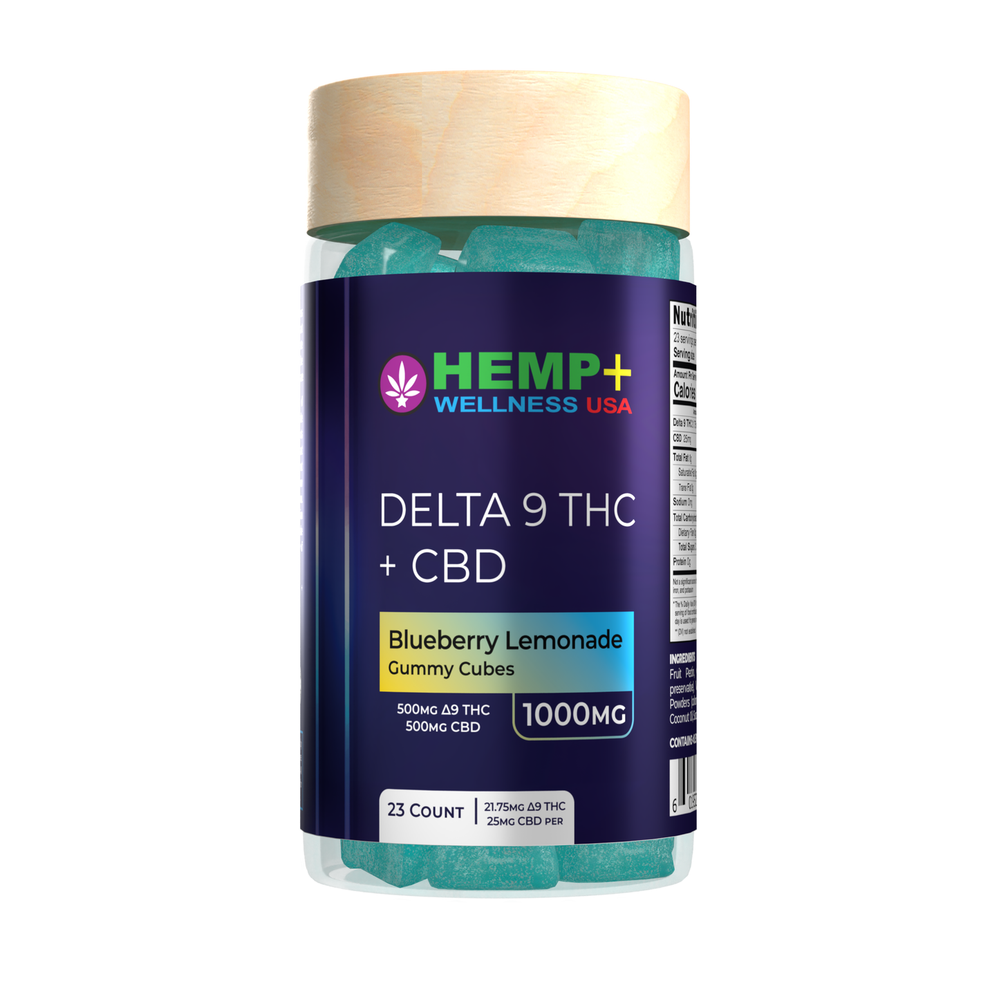 Delta 9 + CBD Gummies - 23 Count, 500mg CBD + 500mg D9, 8g Gummies