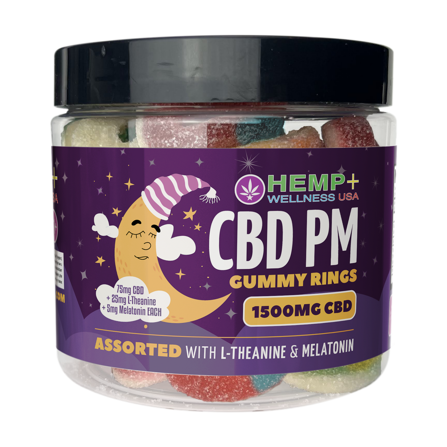 CBD P.M. Gummy Rings | 75mg CBD + L-Theanine + Melatonin | 1500mg | 20 Count