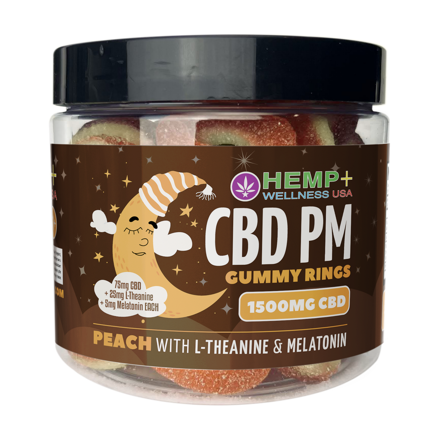 CBD P.M. Gummy Rings | 75mg CBD + L-Theanine + Melatonin | 1500mg | 20 Count