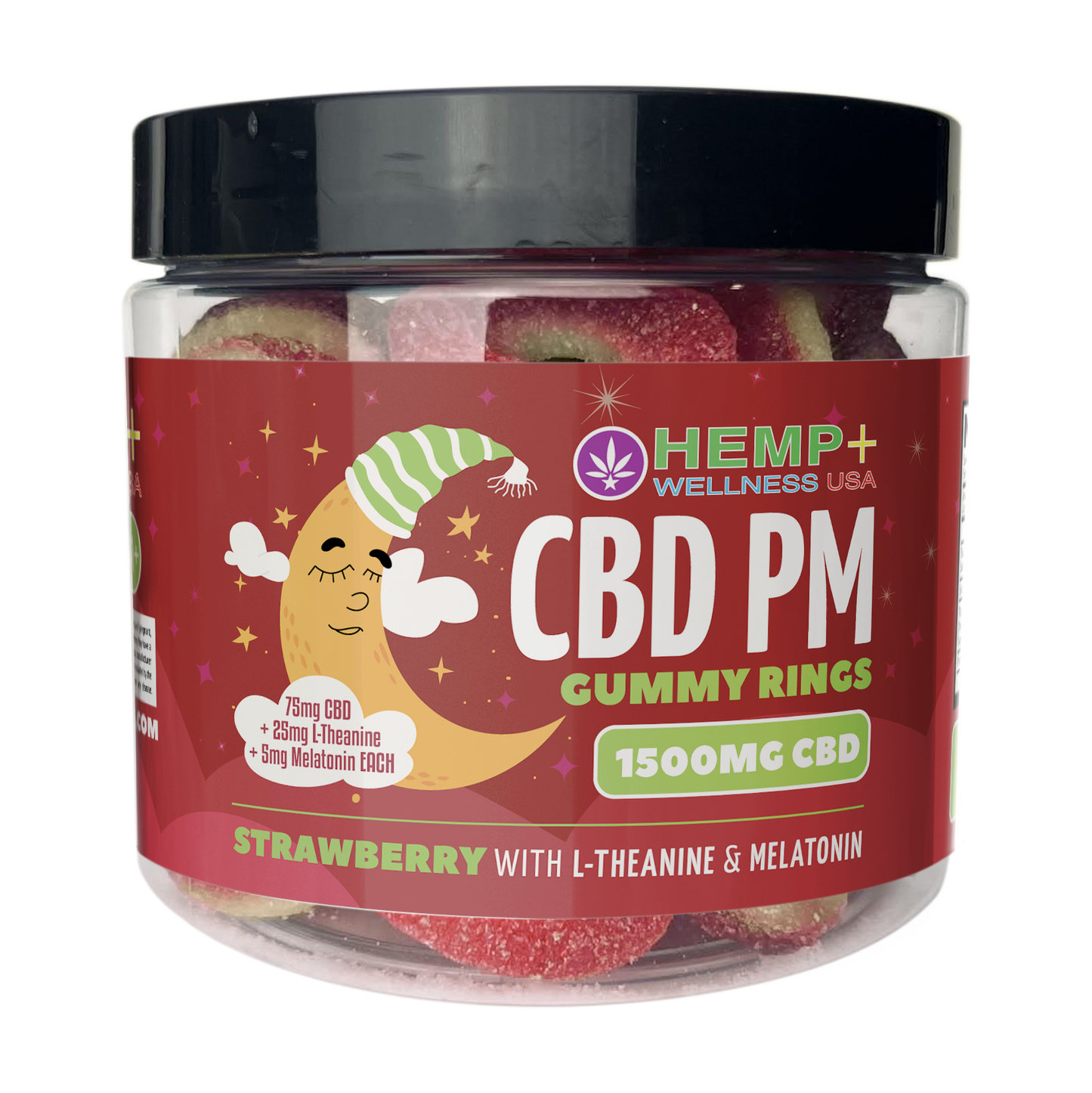 CBD P.M. Gummy Rings | 75mg CBD + L-Theanine + Melatonin | 1500mg | 20 Count