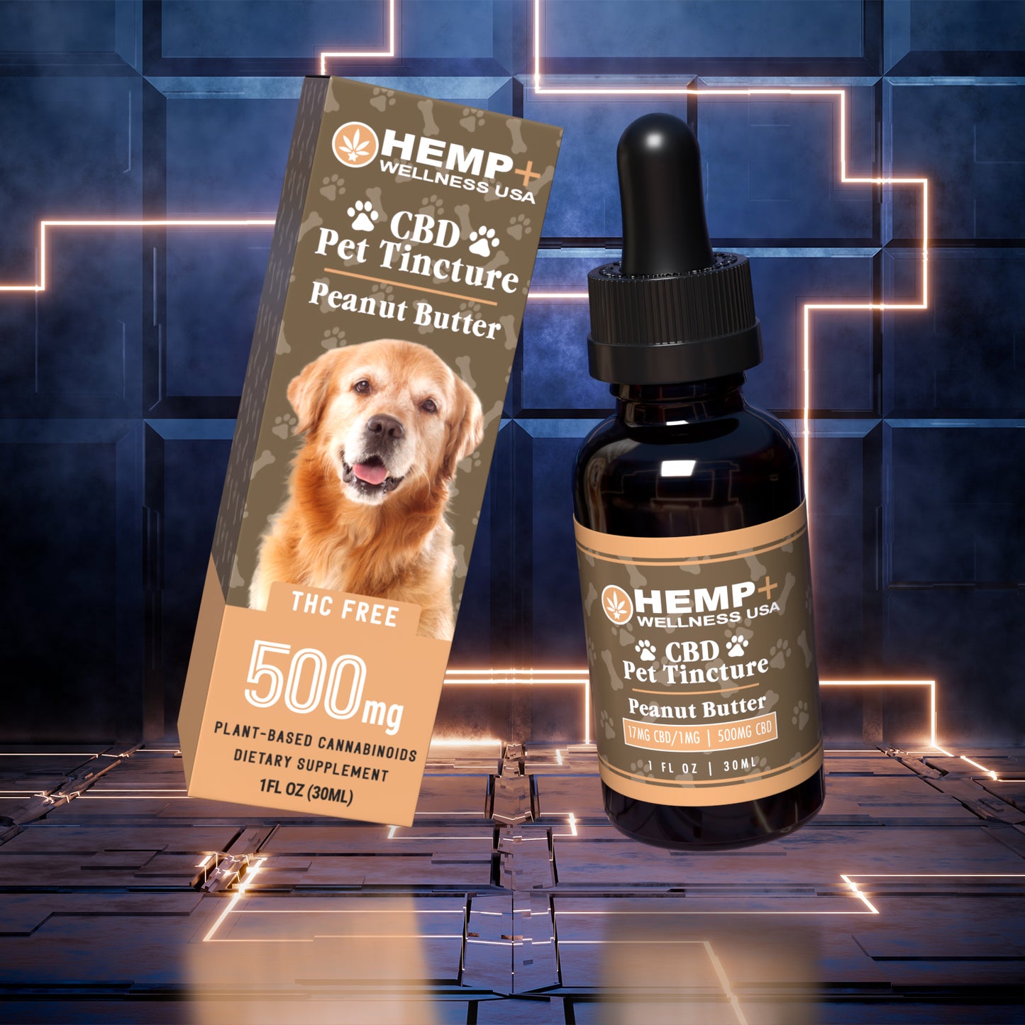 CBD Pet Tincture | Hemp+ Wellness | 500mg CBD | 1oz