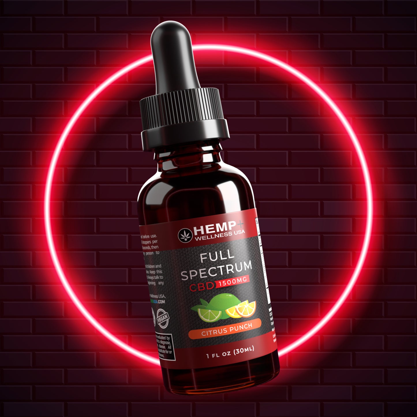 Full Spectrum CBD Citrus Punch Tincture | Hemp+ Wellness | 1500mg CBD | 1oz