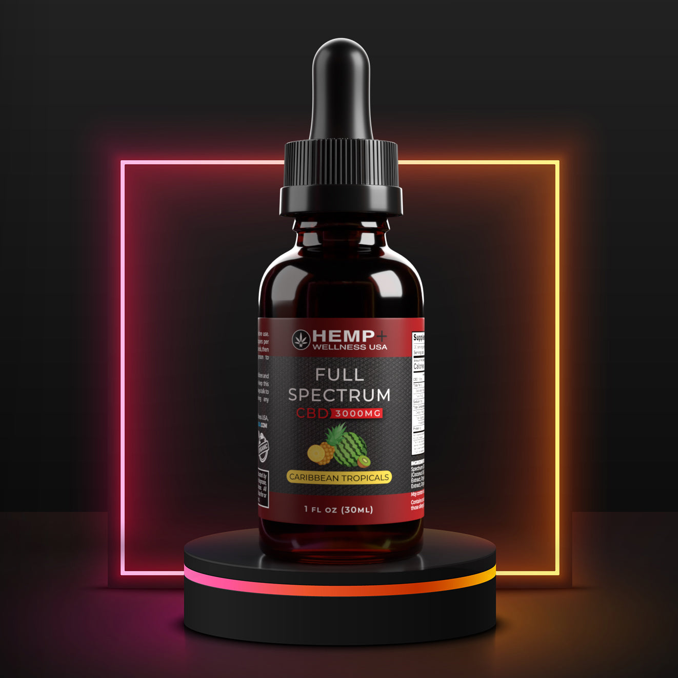 Full Spectrum CBD Caribbean Tropicals Tincture | Hemp+ Wellness | 3000mg CBD | 1oz