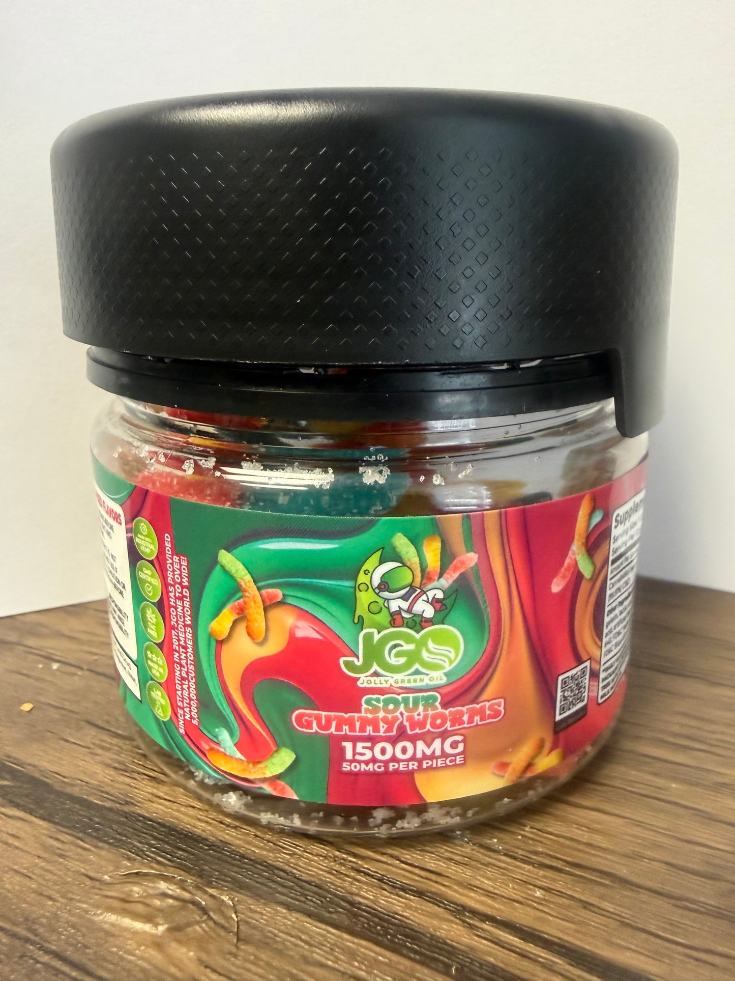 JGO - 1500mg Sour Gummy Worms - 30 piece