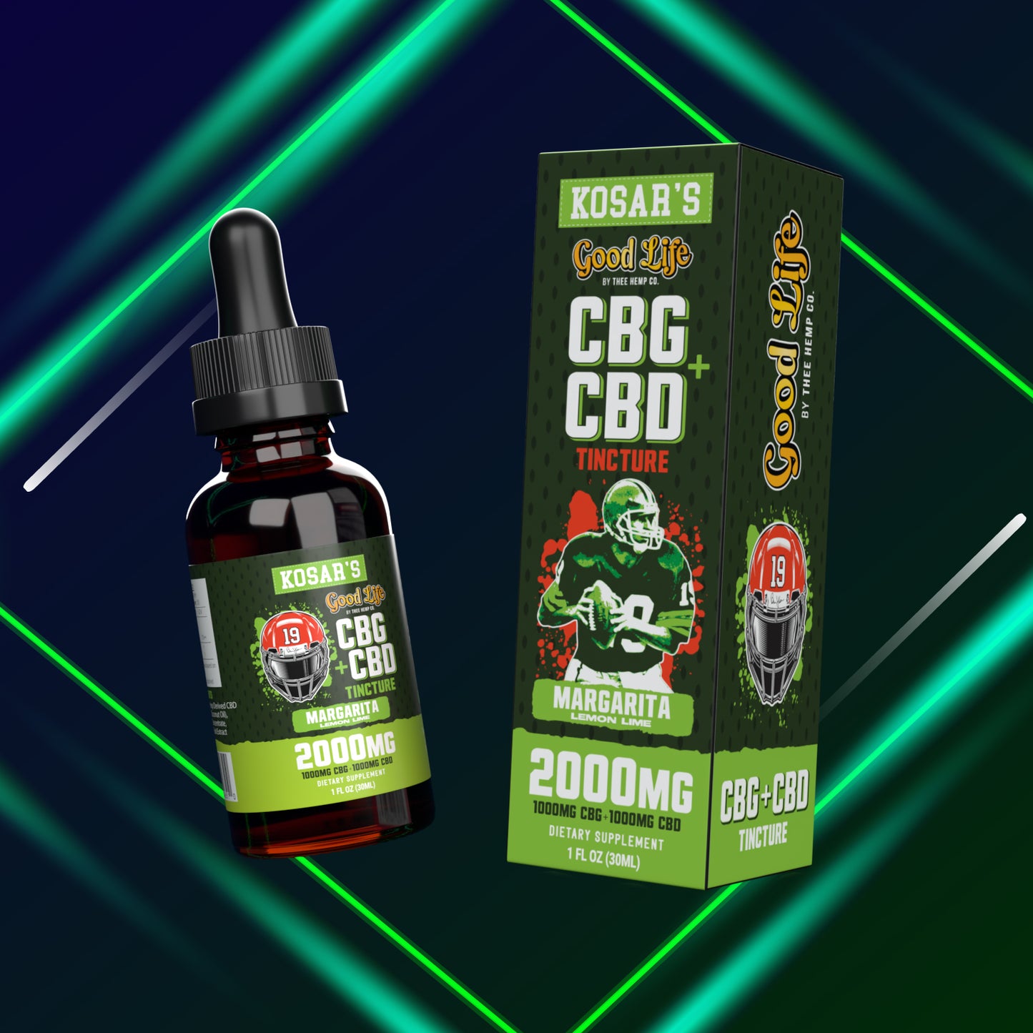 Bernie Kosar 2000mg CBD + CBG Tincture | 1oz Margarita Flavor