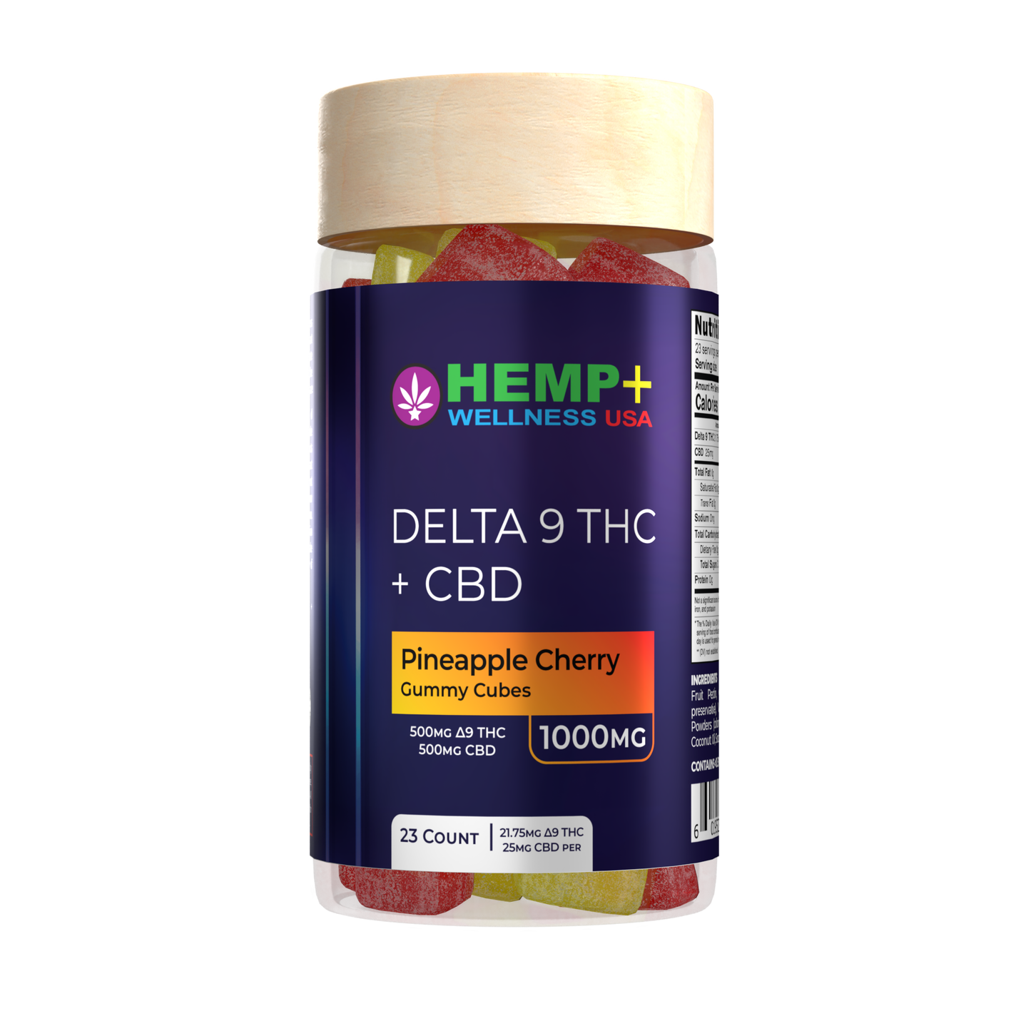 Delta 9 + CBD Gummies - 23 Count, 500mg CBD + 500mg D9, 8g Gummies