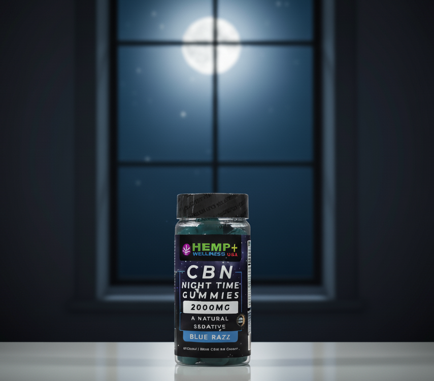 CBN NIGHT TIME  Gummies 2000mg | Blue Razz Flavor | 40 Count |  (50mg CBN per Gummy)  | A Natural Sedative.