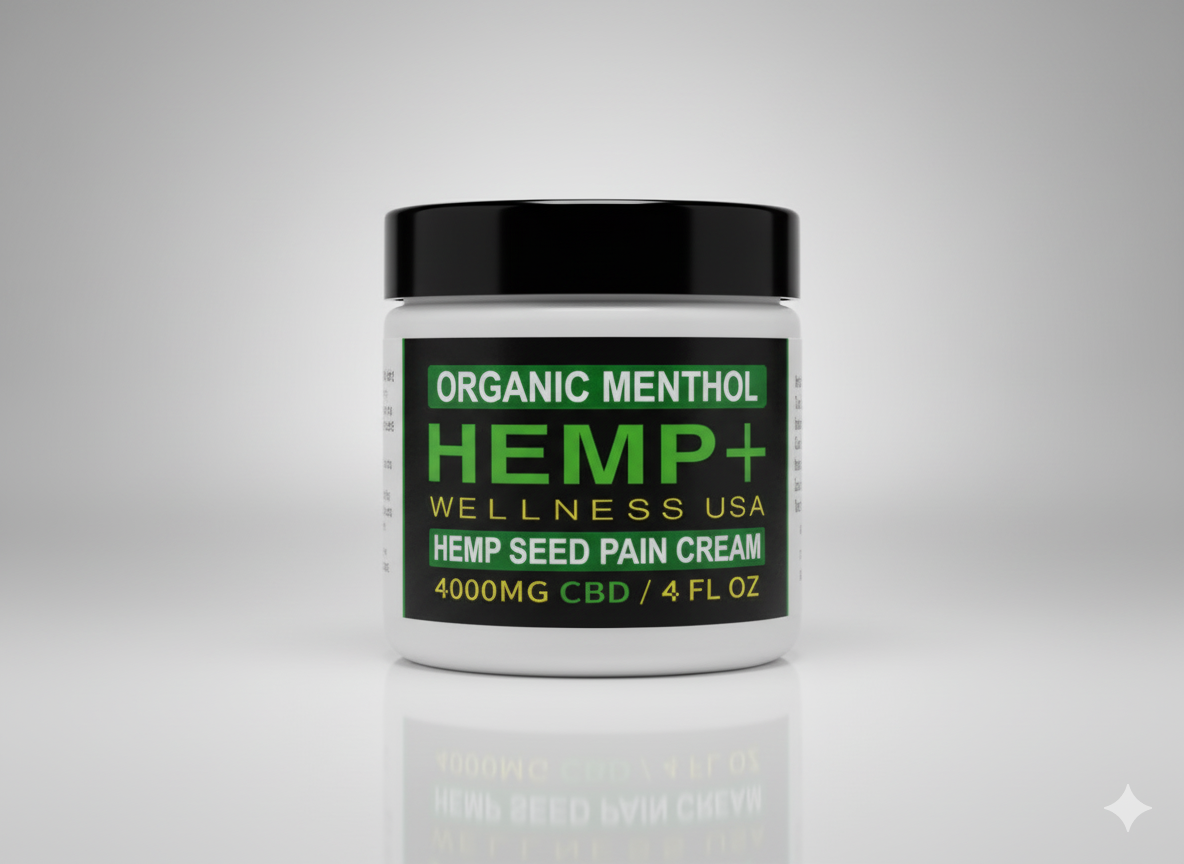 4000mg CBD ORGANIC MENTHOL  | HEMP SEED PAIN CREAM | 4 FL OZ I Big Seller