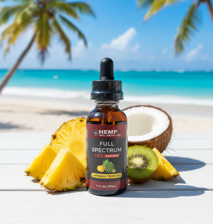 CBD Full Spectrum Tincture 3000mg  | Caribbean Tropical Flavor | 1oz (30ml).