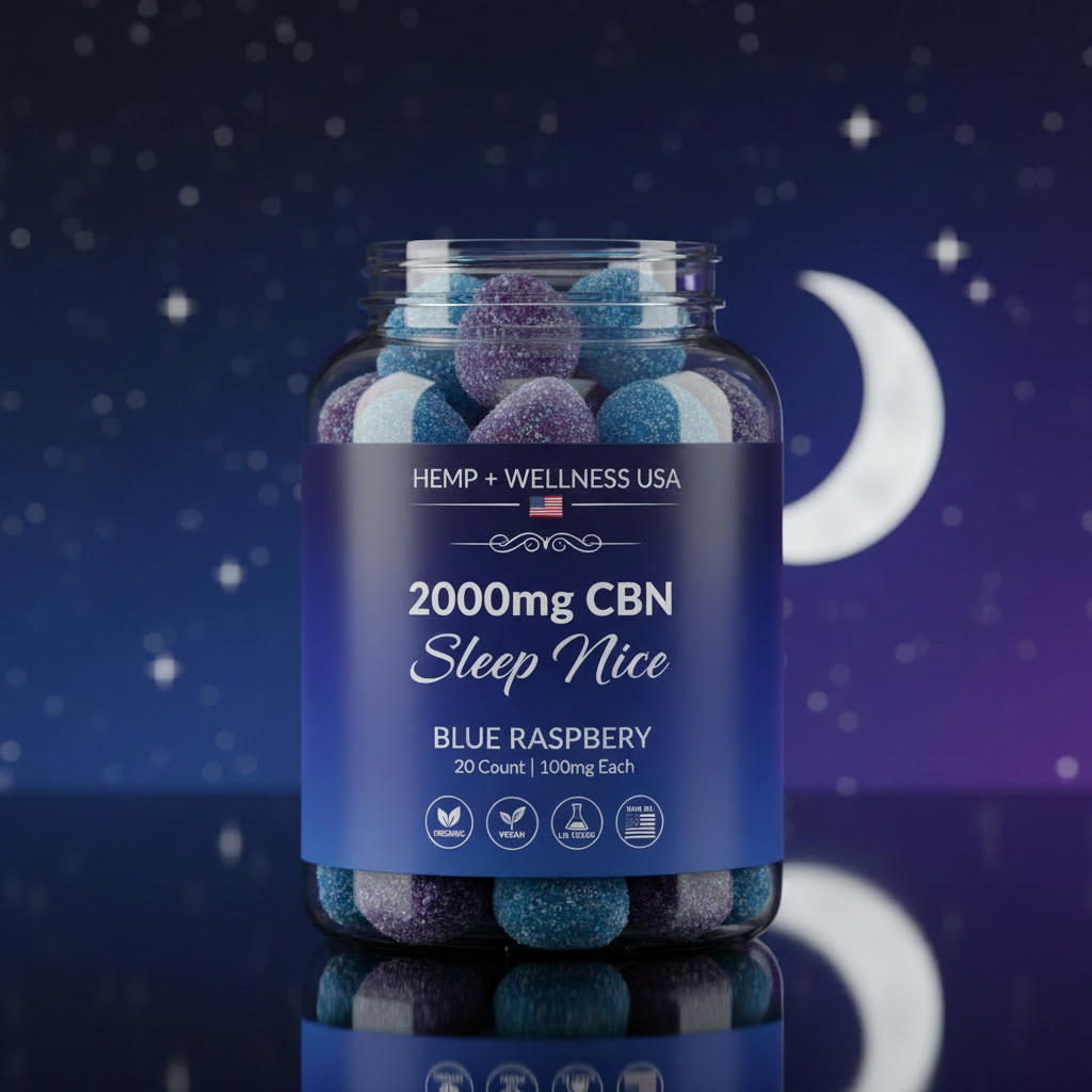 2000mg CBN Sleep Gummies I 100mg each | CBN- A Natural Sedative I Blue Razz Flavor | 20 Count | 100mg each
