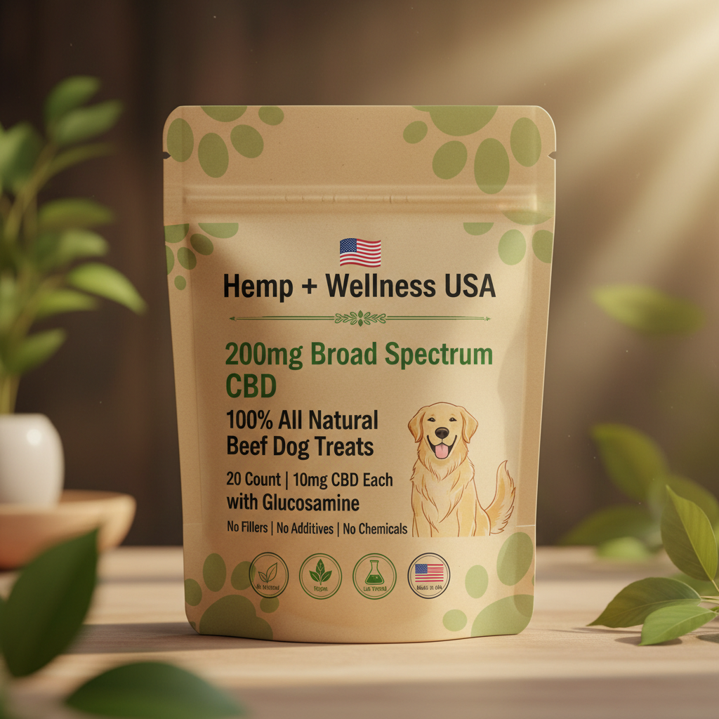 100% All Natural 200mg Broad Spectrum CBD Pet Treat Beef I 10 mg CBD w/Glucosamine | 20 Count | 100% All Natural | No Additives I No Fillers
