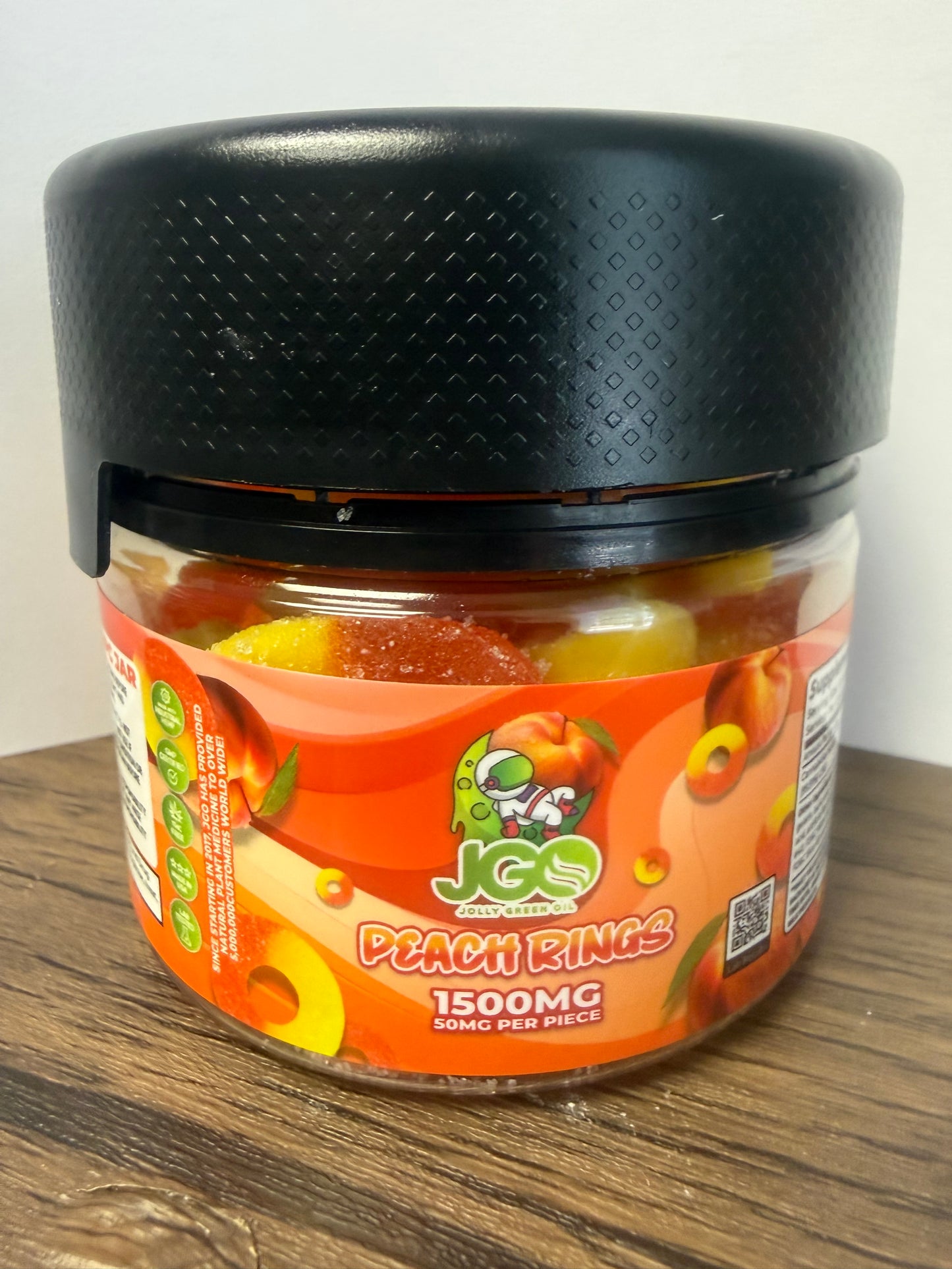 JGO - 1500mg CBD Peach Gummy Rings - 30 Piece