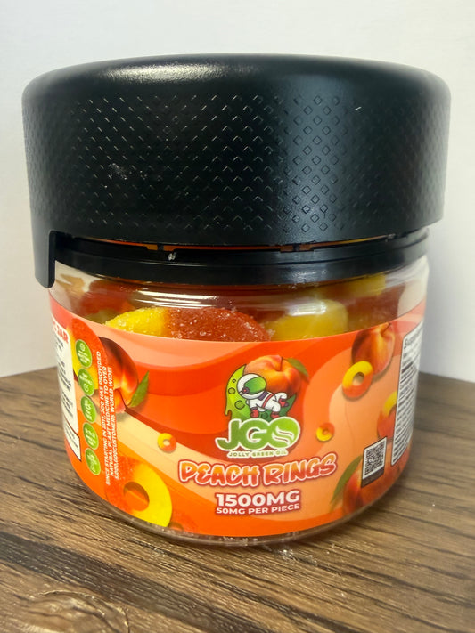 JGO - 1500mg CBD Peach Gummy Rings - 30 Piece